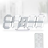 KOSUMOSU Digitaluhr 3D LED Wanduhr 9.7 Zoll, Tischuhr Großes Display Digitale Wanduhr Schreibtischuhr mit Fernbedienung 12/24
