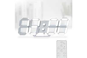 KOSUMOSU Digitaluhr 3D LED Wanduhr 9.7 Zoll, Tischuhr Großes Display Digitale Wanduhr Schreibtischuhr mit Fernbedienung 12/24H Temperatur (Weißes Licht)