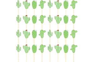 FLZONE cactus Palitos de Cóctel,100 Palillos de Cóctel Brochetas de Bambú Palillo de Frutas para Cócteles Aperitivos Frutas Postres Artículos de Fiesta Brocheta de Frutas