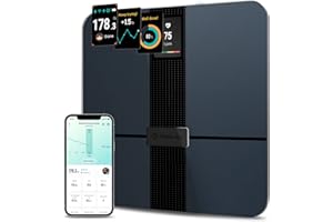 ‎ETEKCITY Etekcity Körperfettwaage mit Großem Display, Waage mit Körperfett und Muskelmasse, präzise Personenwaage mit Herzfrequenz, unbegrenzte Benutzerprofile in der App, Wifi&Bluetooth, USB-Aufladung