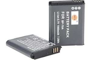 DSTE 2-Pack Rechange Batterie pour Samsung BP70A BP-70A EA-BP70A ST30 ST60 ST61 ST65 ST66 ST67 ST70 ST71 ST72 ST76 ST80 ST90 ST93 ST95 ST100 ST150F ST700 ST6500 SL50 SL600 SL605 SL630 TL105 TL110