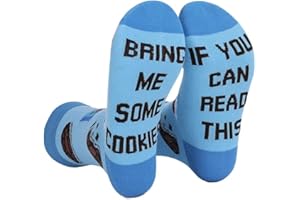 FGFD&OU Calcetines Hombre Mujer de Algodón Calcetines Divertidos Originales Casual Unisexo Regalo para Navidad Calcetines Fantasía con Texto IF YOU CAN READ THIS, BRING ME BAOG/POPCORN/SUSHI/DONUTS