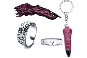 JinYu Suk's Finger Anime Adjustable Finger & Ring Keychain 10pcs Stickers Prop Accessories, Red, Medium