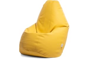 Avalon - Pouf Poltrona Sacco Grande in Similpelle Jazz, Puffo per Sedersi Ergonomico da Interno, Pouf a Sacco Impermeabile, Comoda Poltrona a Sacco Moderna, Made in Italy(80x80x125cm-Giallo Limone)