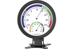 Mechanical Thermometer Hygrometer with Bracket Indoor, ACAGET Dial Thermometer-Hygrometer Monitor, Hanging Temperature Gauge Humidity Meter Thermometer for Room Office Hotel Wall Greenhouse