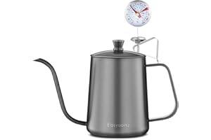 Easyworkz Gage Hervidor de café con Cuello de Cisne de Acero Inoxidable con termómetrocuello y Boquilla Larga,600ml