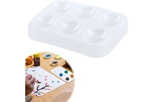 MODLOAN 8Pcs Kids Paint Palette, Paint Pallets for Children with 6 Wells, Plastic Paint Palette, Acrylic Paint Palette Kids, Paint Pallets for Adult Students Craft DIY Art Painting