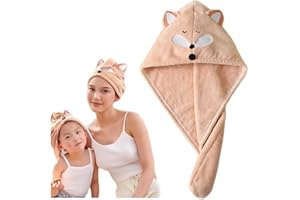 CYSOCOOL Anti-Frizz Kinder Mikrofaser Haarturban mit Knopf, Mädchen Schnelltrocknend Haartrockentuch Turban Weiche Haar Handtuch Saugfähig Verdrehter Turban Kopfhandtuch Hut für alle Haartypen
