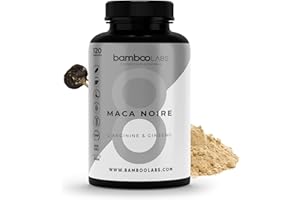 Bamboo Labs - Maca Noire Pure pour Libido, Vitalité et Énergie à Base d'Extrait de Maca des Andes, Ginseng, Poivre Noir et L-Arginine, 120 Capsules Formulées avec des Ingrédients 100% Naturels