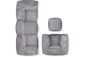 Lumaland Zestaw modułowy worek do siedzenia | 5-częściowy zestaw | zestaw do siedzenia wewnątrz i na zewnątrz | możliwość rozszerzenia i nadaje się do prania w pomieszczeniach i w ogrodzie, odporny na