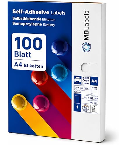Ofituria A4 Zelfklevende Etiketten – 25 Vellen, 1 Etiket Per Vel, Compatibel Met Laser- En Inkjetprinters