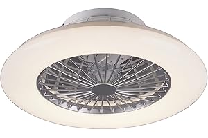 Reality Leuchten LED Deckenleuchten-Ventilator Stralsund R62522187, Kunststoff weiß/silberfarbig, inkl. 30 Watt LED, Ventilator 40 Watt