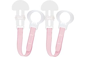 MAM Dummy Clip | 2 Pack | Baby Soother Clips Fit All MAM Soothers | Lightweight Design | Baby Accessories | Pink with Pink Strap | Dummies Not Included