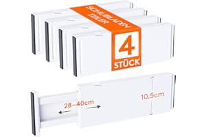 ‎LIFEWIT Lifewit 4er Set Kunststoff Schubladentrenner für Innenlänge 27–40cm & Höhe＞10.5cm Schubladen, Verstellbar Organizer Ordnungssystem für Kleiderschrank/Schlafzimmer/Kommode/Küche/Büro, Weiß