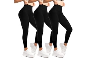 Walifrey 3er Pack Leggings Damen，High Waist Blickdicht Sportleggins Schwarz für Fitnessstudio