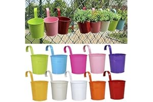 OGIMA 10 x Metal Iron Flower Pot Vase Hanging Balcony Garden Planter Home Decor
