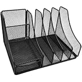 Temel Siyah Metal Mesh Masa&uuml;st&uuml; Organizer &Ccedil;ekmeceli Dosyalık 25x18x15 cm 9538