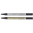 Pilot Super Colour Extra Fine Marker Bullet 1.0 mm Tip - Gold/Silver, Pack of 2