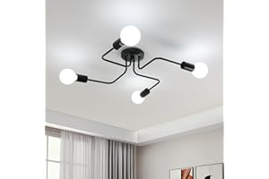 Comely Vintage Lampadario, Lampada a Soffitto Industriale, 4 Luci E27 Plafoniera in Metallo, Lampadario da Soffitto Moderno per Soggiorno, Camera da Letto, Cucina, Corridoio