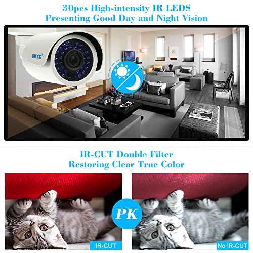 OWSOO 8CH Kanal voll AHD 1080N/720p 1500TVL CCTV Überwachung DVR Security System HDMI P2P Cloud Onvif Netzwerk Digital Video Recorder + 4 * 720P Outdoor/Indoor Infrarot-Bullet-Kamera + 4 * 60ft Kabel - 6