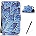 Produktbild Feeltech Hülle für Huawei Honor 4C Weich Magnet PU Brieftasche Elegant Kartenfach Extra Dünn Schutzhülle Bunte ReLife MusterKarte Halterung Klapp Ledertasche - Blaues Blatt