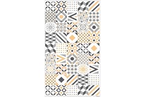 DobleUve Estudio Alfombra Vinílica Hidráulica 18 | Color Amarillo | 65x300 cm | Alfombra Cocina Lavable Antideslizante | Alfombra Vinílica Cocina y Terraza Exterior | Alfombra Vinilo Salón