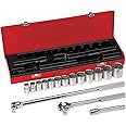KLEIN TOOLS Socket Wrench Set, SAE, 1/2 in. Dr, 16 pc