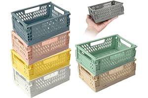 ANNERATTERYER Klappbox Klein Körbe Aufbewahrung Klappboxen Faltbar Stabil 6 Stück Mini Sachen Klappkisten Klappkiste Plastic Storage Box Faltbox Aufbewahrungskiste für Küchen Kinderzimmer Büros Bäder