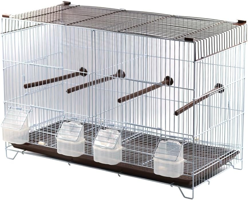 Jaula Metálica de Criar para Pájaros con Comedero - Color Aleatorio (SOY0195 Marrón)