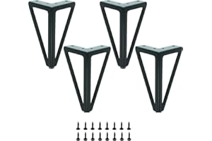 LONGZG 4 nóżki meblowe 15 cm, czarne, metalowe, wymienne nóżki do szafy, DIY nadają się do stolika kawowego, szafki pod telewizor, jako nóżki sofy, łóżka i innych stolików, ze śrubami (15 cm, czarne)
