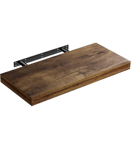 MoonTree Rustiek zwevend rek, 120 cm x 30 cm x 4,4 cm, donkere eikenlook