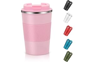 Dycietx Travel Mug with Leakproof Lid,Insulated Reusable Coffee Mug for Hot&Cold Drinks/Tea,Portable Stainless Steel Thermal Takeaway Travel Coffee Cup for Car/Outdoor/Picnic/Office/School (Pink)