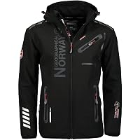 Geographical Norway Techno – Veste Softshell Homme Capuche Imperméable, Coupe-Vent Chaleur Polaire, Rando Ski Outdoor Toutes Saisons