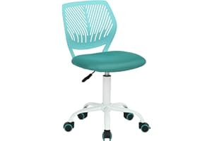Homy Casa Chaise de Bureau Chaise de Bureau pivotante réglable Siège en Tissu Chaise de Bureau Ergonomique sans accoudoir Turquoise