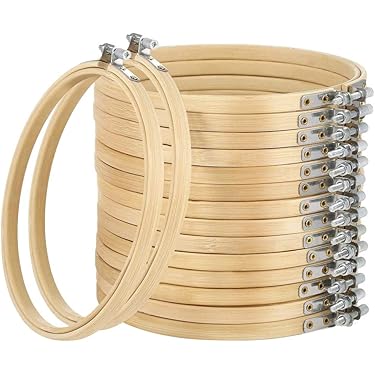 Set van 4 houten ovale borduurringen, 20 x 13 cm horizontaal ovaal borduurwerk frame beuken, 15,5 x 7,5 cm kruissteek hoepel ovale ring