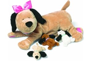 Manhattan Toy Pielęgniarstwo Nana karmiący pies wypchane zwierzę z pluszowymi szczeniakami, brązowy, 25,4 cm