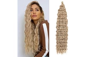 ‎DSOAR Dsoar 22 Zoll 3 Packs Tief Twist Crochet Hair Ocean Wave Curly Bohemian Crochet Braids Deep Wave Hair Bundles Synthetische Haarverlängerungen für Frauen