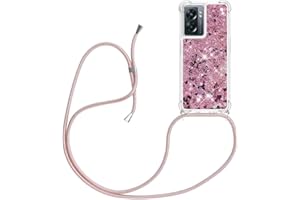 YAMCCCSE Collier Coque pour Oppo A77 5G / Oppo A57 4G / Oppo A57S 4G - Mode Tour de Cou Telephone Étui Paillettes Quicksands Liquide Glitter Cover, Housse pour Smartphone Lanyard Transparente Case