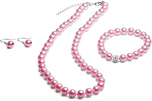 FlexiStore Collana di perle - braccialetto - Orecchini - Set di gioielli - HAO