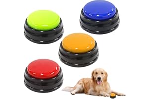 YANGUN Bouton Chien Communication 4Pcs, Buzzer Enregistrable, Bouton Parlant Enregistrable, Enregistrement et Lecture Clairs en 30 Secondes, pour lEntraînement au Animaux Communication Enregistrée