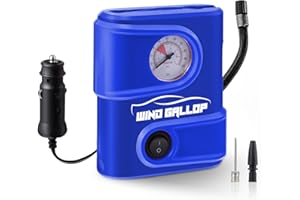 WindGallop Petit Gonfleur De Pneu De Compresseur D'air Portable Avec Manomètre Pompe Voiture 12V Compresseur De Pneu Pompe À Air Électrique Pour Pneus De Voiture Vélo Balles De Moto (bleu clair)