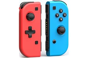 Vinkarpe Controller per Switch, Set da due Wireless Controller per Switch/OLED/Lite, Joystick Controllers con Double Vibration, Una chiave per svegliarsi, Giroscopio a 6 Assi - Blu e Rosso