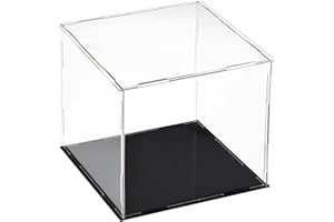 TOP-VIGOR Espositore in acrilico trasparente, 25 x 25 x 25 cm, da assemblare, antipolvere, scatola da banco, vetrina, cubo da collezione, per statuette, giocattoli, casa