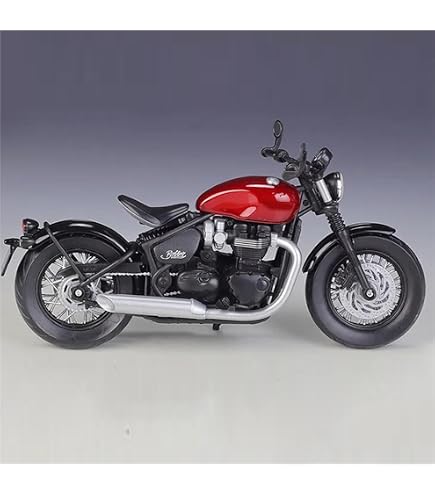 Modèle Moto Diecast DROMADER Modèle Moto Triumph Bonneville T100 2002 Rouge 1:18 - Die Cast Métal Avec Socle - Collection Dromader 12172 - 13