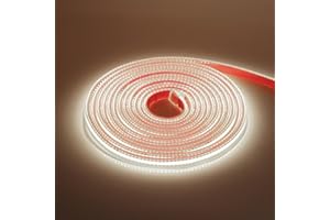 KISUFU Tira de LED COB 220V, Alto brillo 288 LED/m Tira de LED Tener Pegamento de doble cara COB IP65 Impermeable Strip Light para Dormitorio, Bar, hotel, Fiesta de Navidad, cocina.1M,Blanco natural
