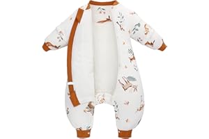 BABY HONEY GROUP CO.,LIMITED Saco de Dormir con Piernas para Bebé 2.5 TOG con mangas Desmontables Pijama de Algodón de Invierno Acolchado para Niños Niñas Unisex