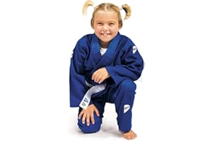 GREEN HILL JUDOGI Junior Beginner 350g/m2 Kimono Divisa Bianco Blu Judo GI JU Jitsu Unisex