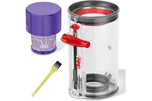 DrRobor Piéces Détachées Collecteur Compatible avec Aspirateur Dyson V10 (SV12) Animal et Absolute, Bac à Poussière Pièce de rechange n. 969509-01, Filtre Pièce n. 969082-01
