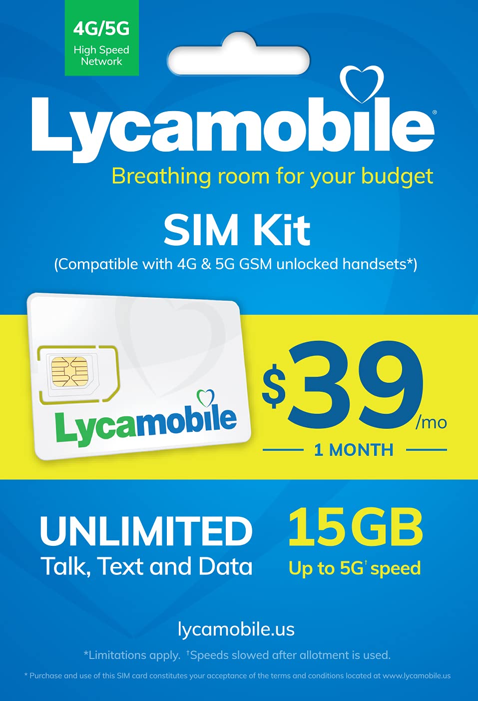 USA Prepaid SIM Card LYCA 15GB Data in USA with Unlimited Calls and Text in USA and Unlimited International Calls and Text to India for 30 Days (for United States only)