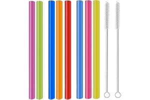 GOTRUST 10pcs Paille Bubble Tea Reutilisable Plastique, 260x13mm Pailles Colorées Extra Larges, Pailles Alimentaires de Haute Qualité, Grosse Paille Paisses pour Smoothie, Milk-shake, Thé à Bulles